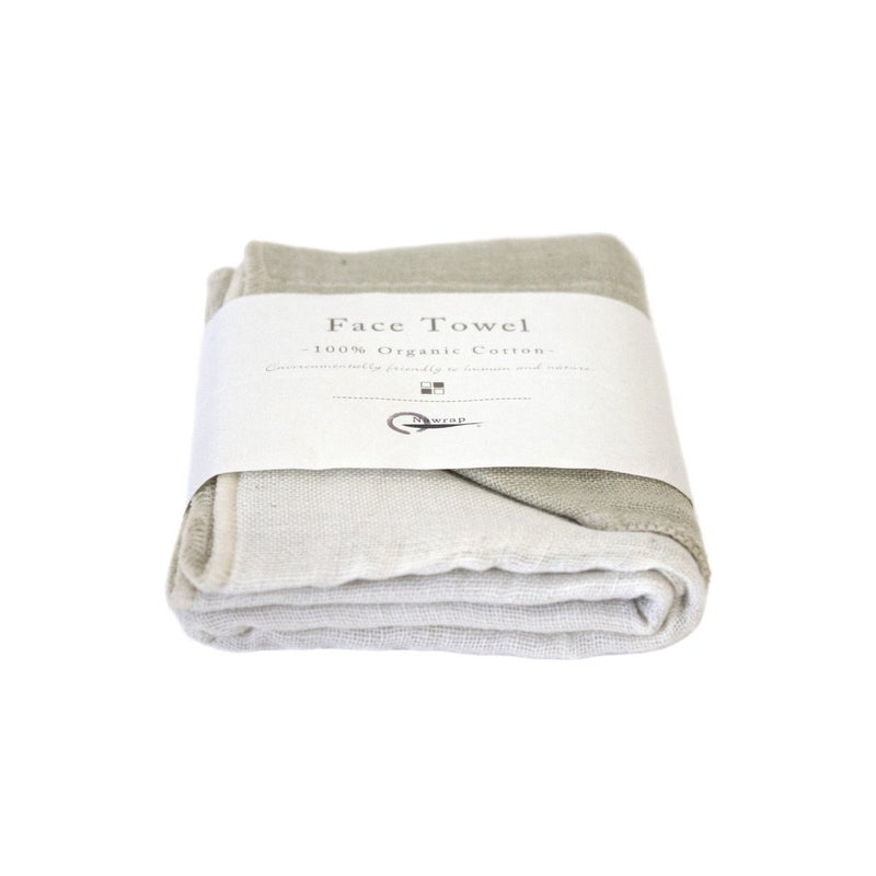 Nawrap 100% Organic Cotton, Face Towel, Green/Ivory - Image 2